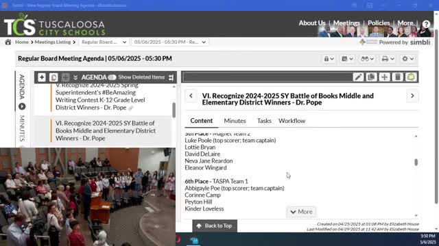 TASPA team excels in Battle of the Books as Verner Elementary claims first place