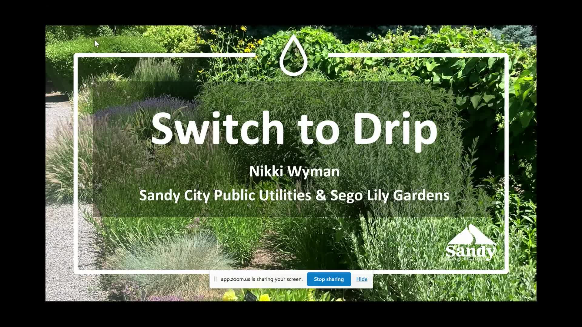 Nikki discusses efficient drip irrigation practices at Sandy City Public Utilities meeting