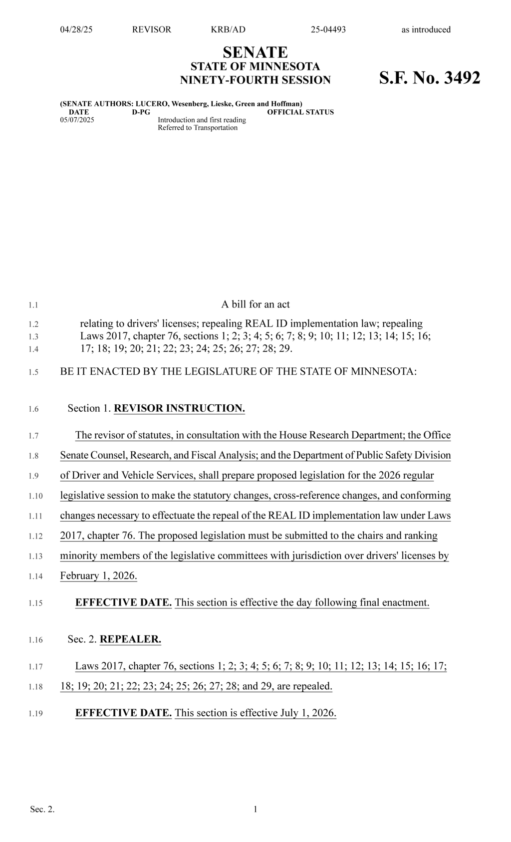 Minnesota implements REAL ID Act requirements for driver's licenses and identification cards