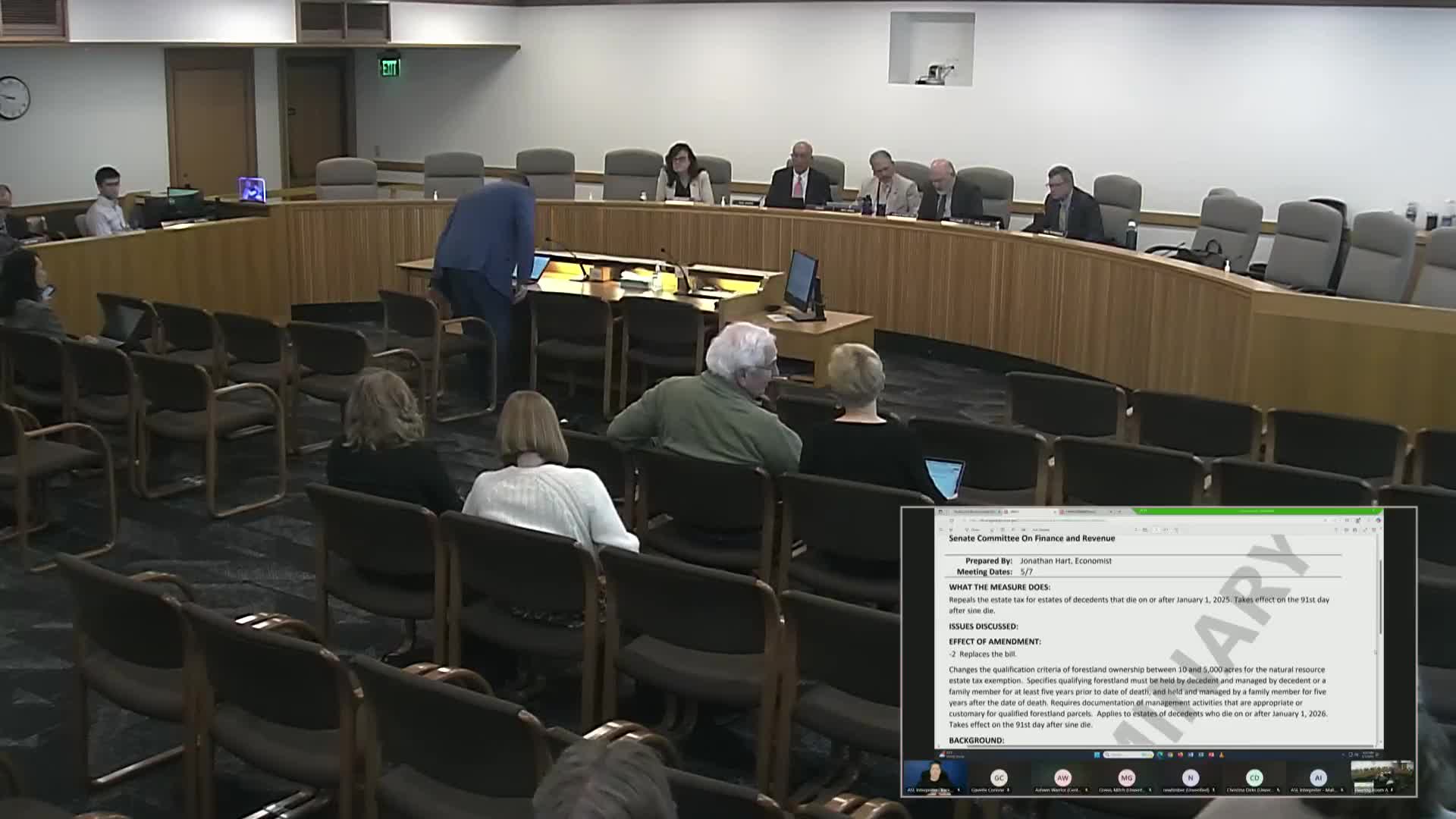 Senator Brock Smith advocates for SB 485 to amend estate tax for small woodland owners