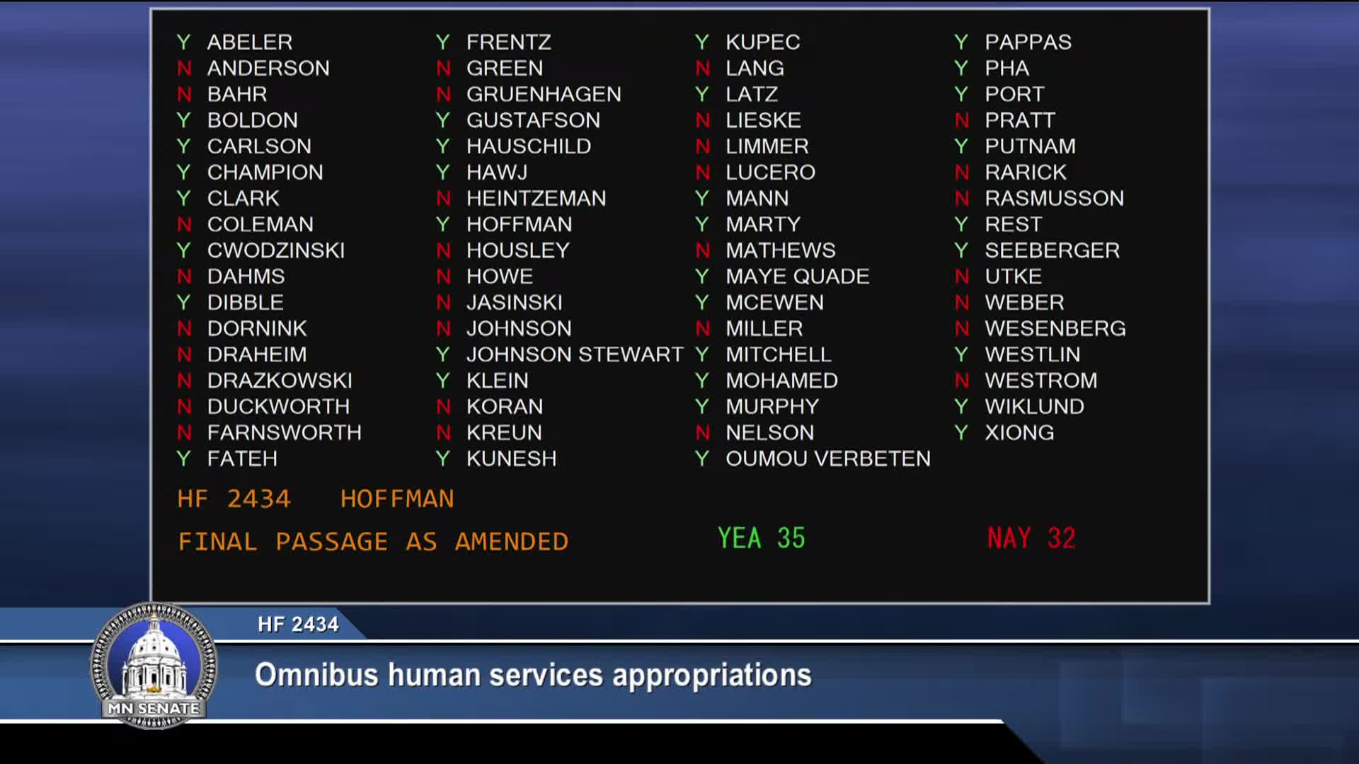Minnesota Senate passes Human Services policy omnibus bill with bipartisan support