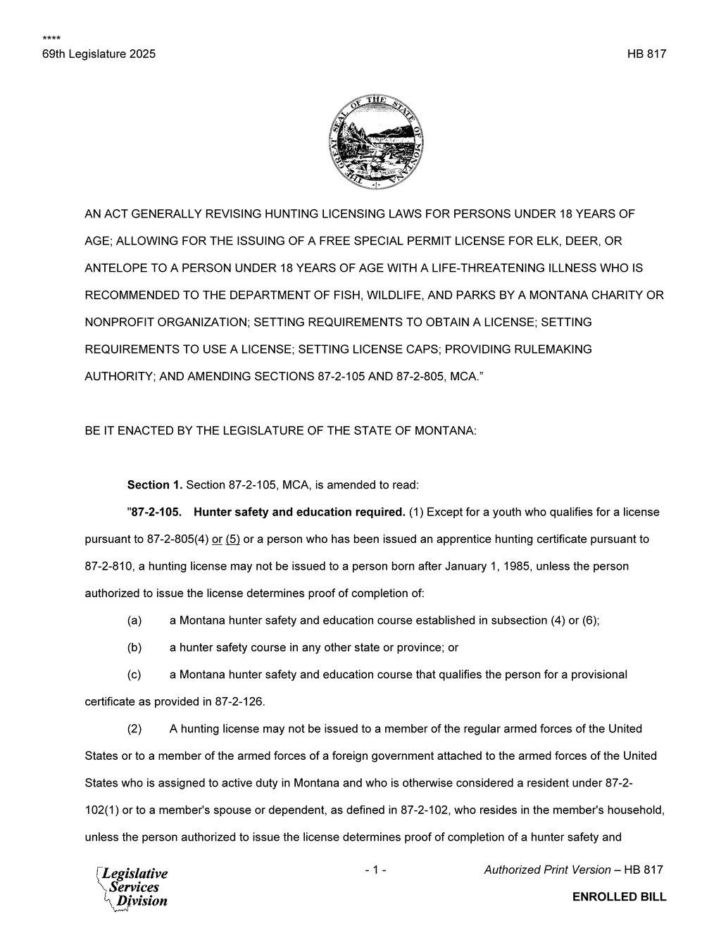 Montana Legislature amends hunter safety education requirements for hunting licenses
