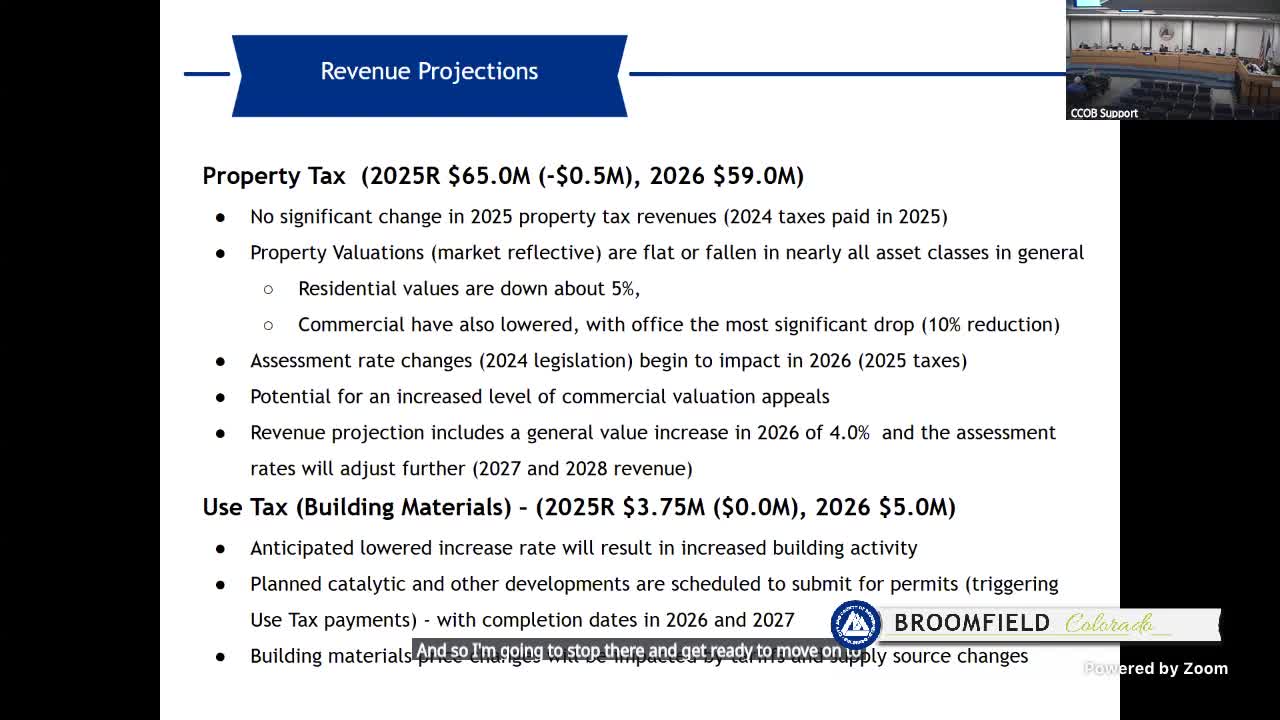 Broomfield City Council reviews projected $3.5M revenue decline in budget meeting