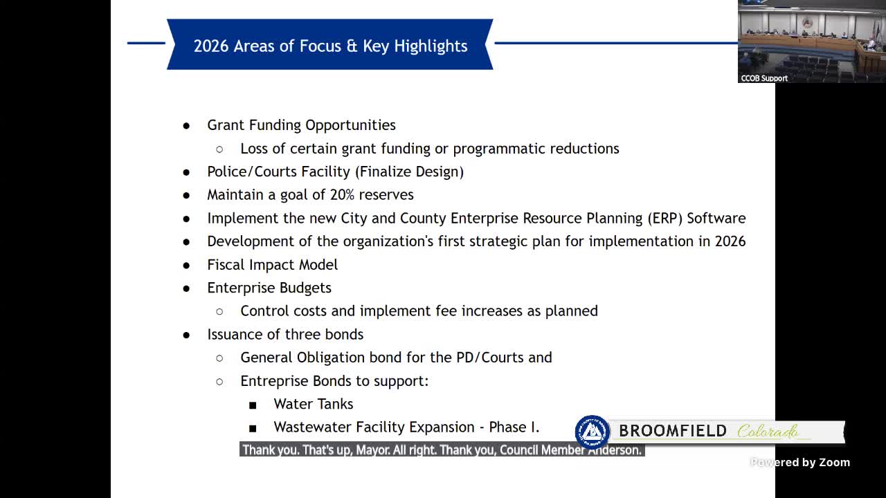 Broomfield Council reviews optimistic revenue outlook and bond funding for future projects