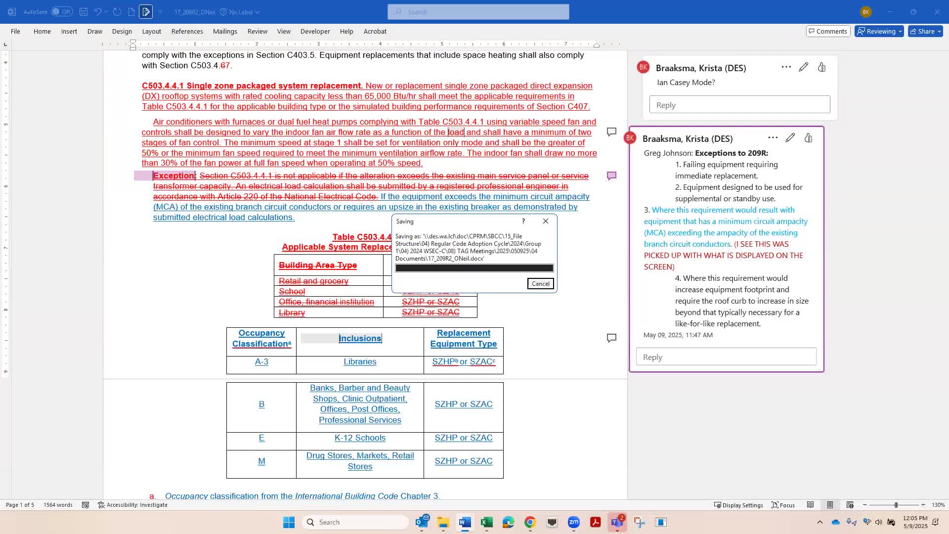 Tag approves replacement rules for existing buildings, tightens 'in-kind' replacement exception
