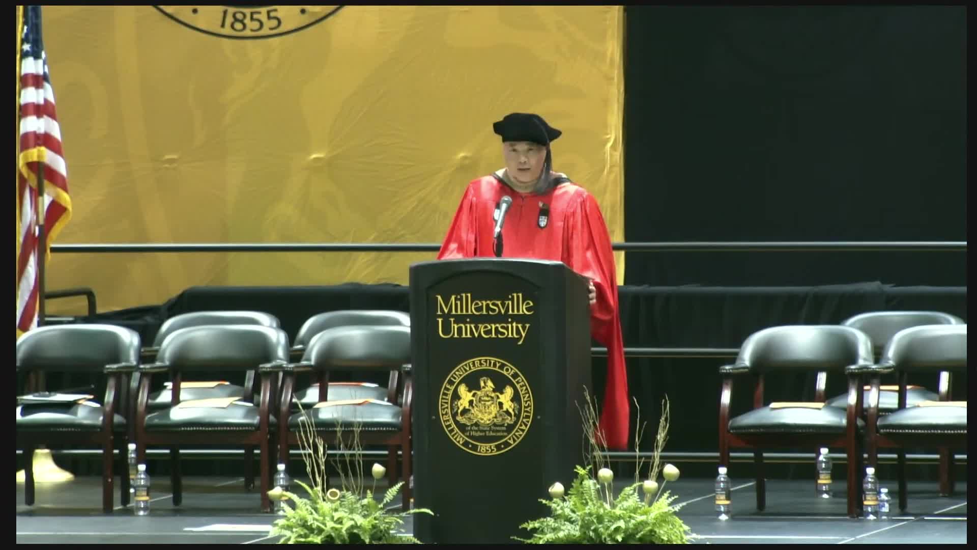 Victor Ramos welcomes guests to Millersville University's 171st annual commencement ceremony