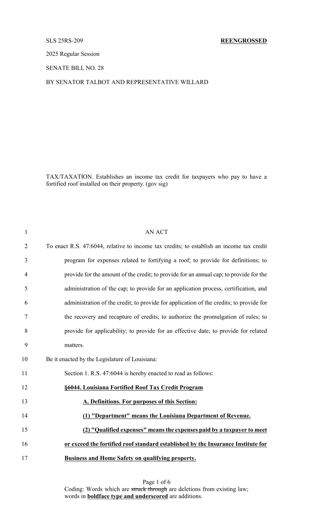 Legislation introduces tax credit for homeowners installing fortified roofs