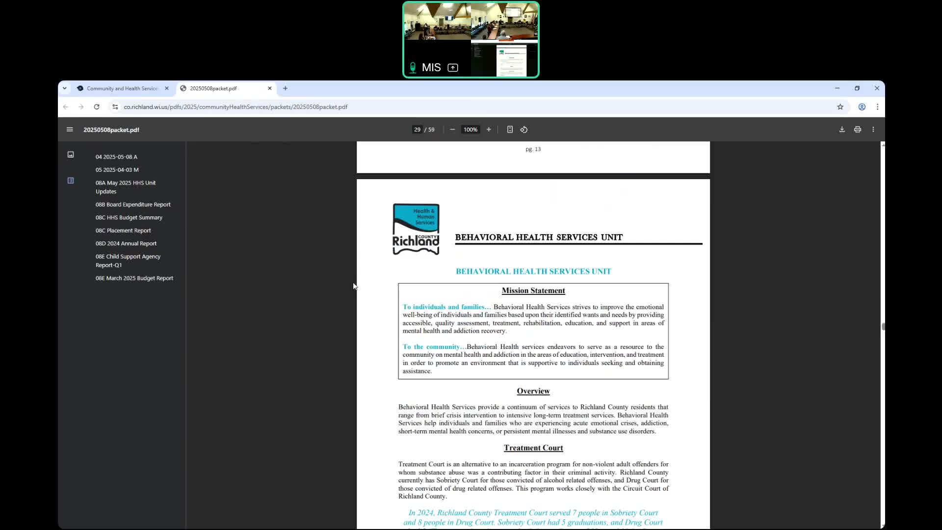 Behavioral health staff report rising crisis contacts and emergency detentions; unit fully staffed but needs more crisis/AP workers