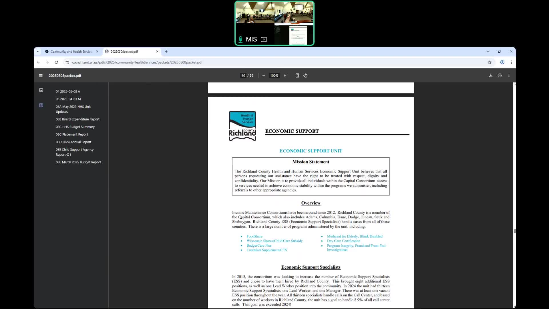 Economic support unit: consortium call volumes high, timeliness benchmarks exceeded, FoodShare brings nearly $4 million to county
