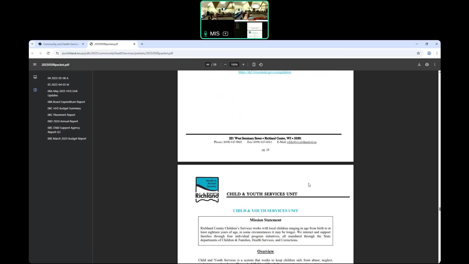 Child and youth services report: high CPS referrals and no licensed foster homes in-county; kinship and guardianship numbers tracked