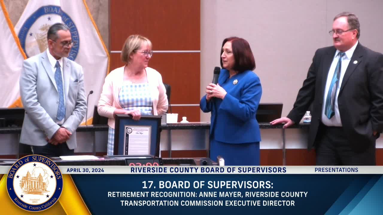 RCTC honors Anne Mayer for transformative leadership in transportation