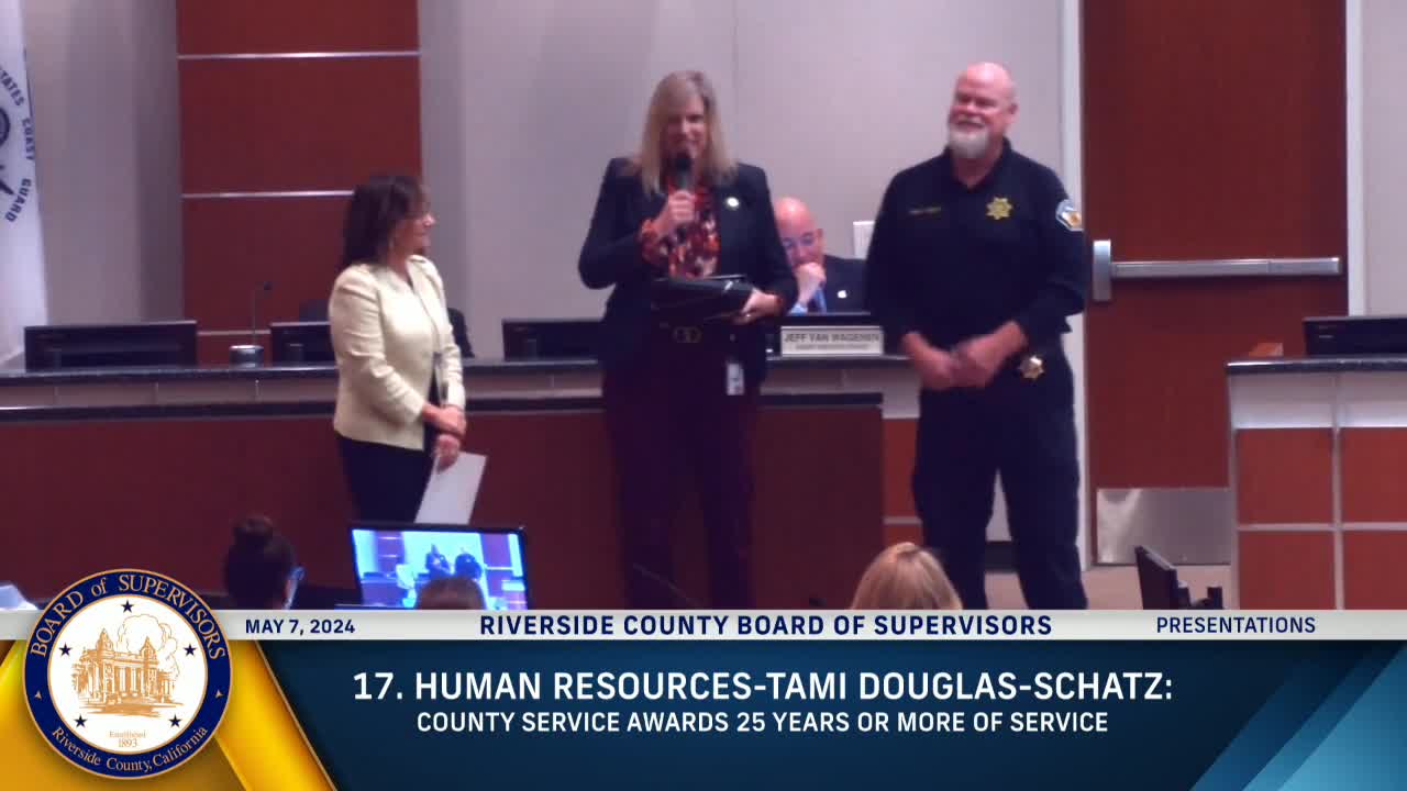 Riverside County honors Josh Sizzler and Denise Westbrook for 25 years of service