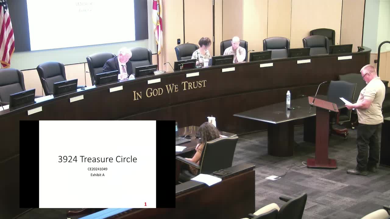 Bay County orders compliance hearing for unsafe property at 3924 Treasure Circle