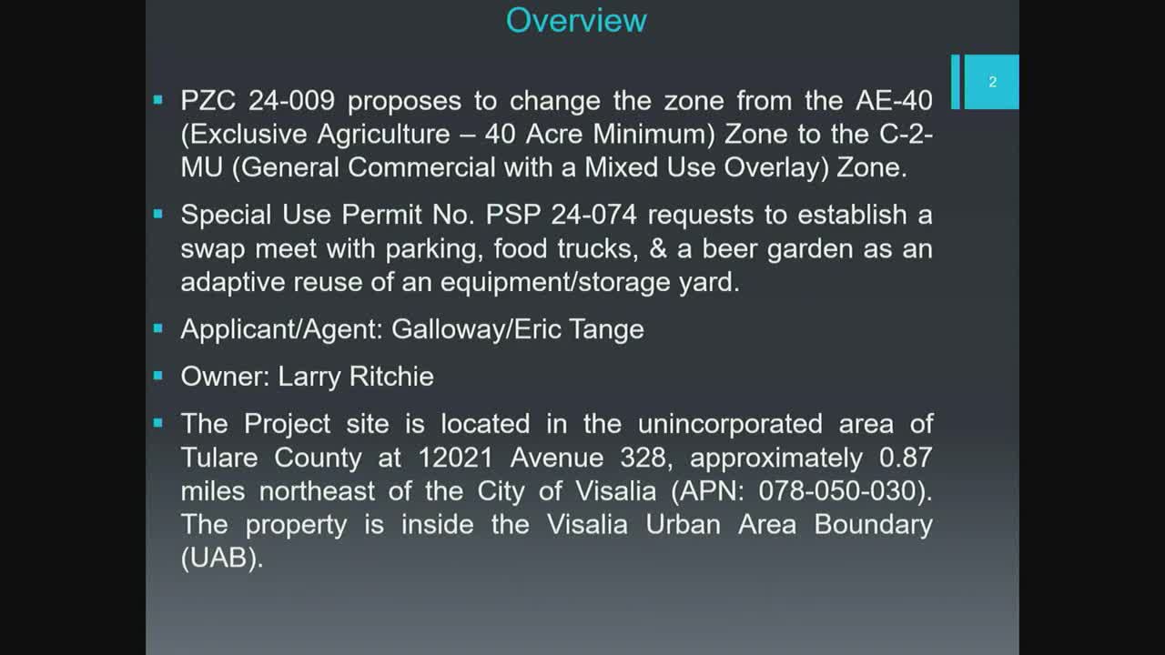 Planning Commission reviews Galloway's commercial zone change for Visalia swap meet