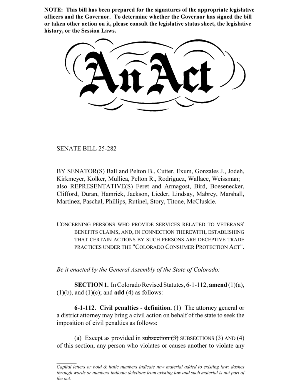 Colorado bill imposes civil penalties for violations against vulnerable populations
