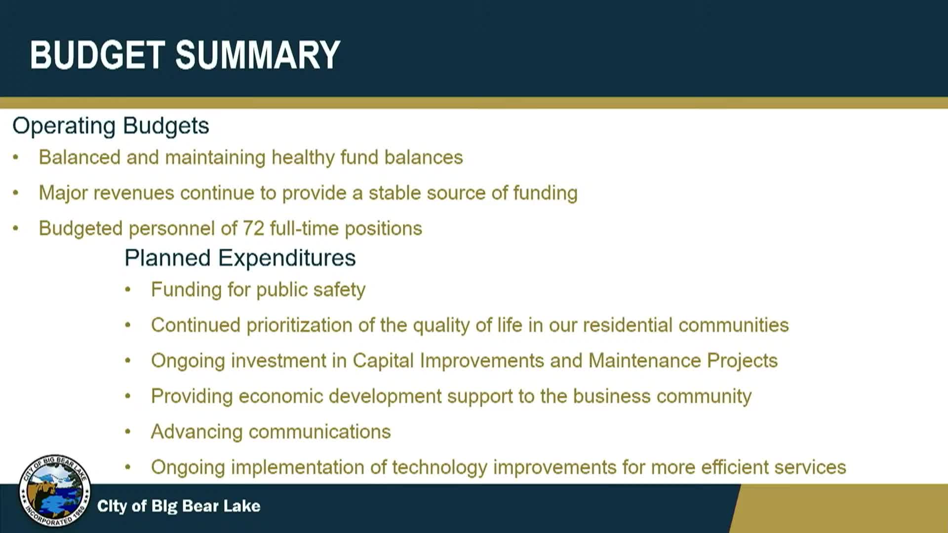 Big Bear Lake budget outlines $48M with focus on public safety and economic growth