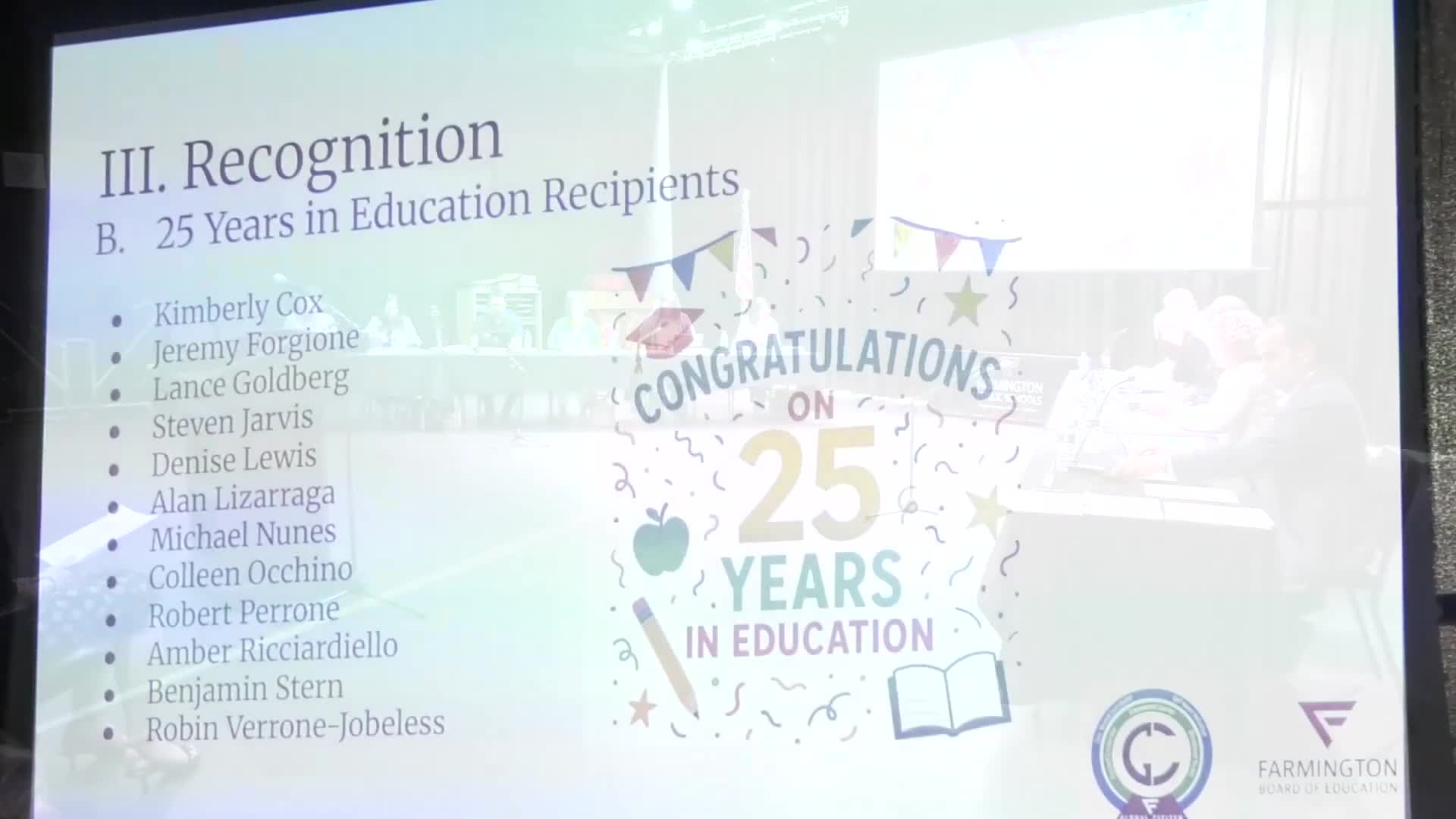 Farmington honors 25 teachers for 25 years of dedication at fall convocation