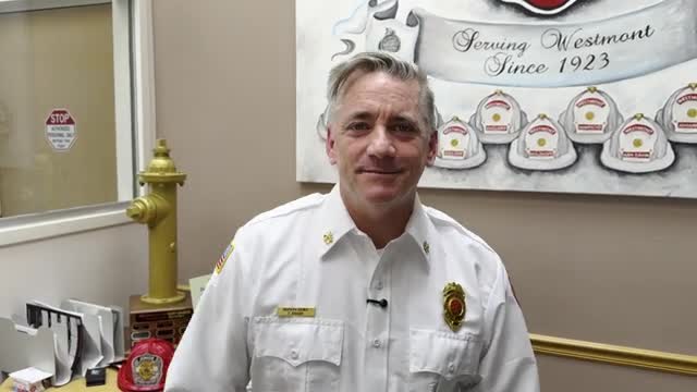 Deputy Chief Tom Frank tours Westmont Fire Department's outdated headquarters facility