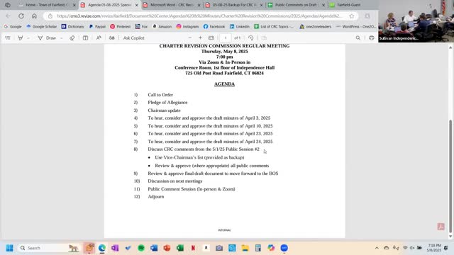 Charter panel leaves chief operating officer as First Selectman appointee, keeps ex officio limits