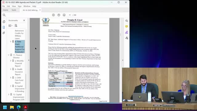 Eaton County prosecutor outlines $250,000 state grant plan to fund victim portal and short-term retention bonuses