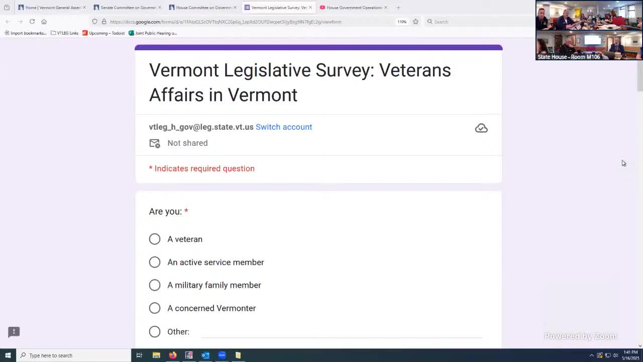 Committee revises veterans survey wording to capture service length, retirement status