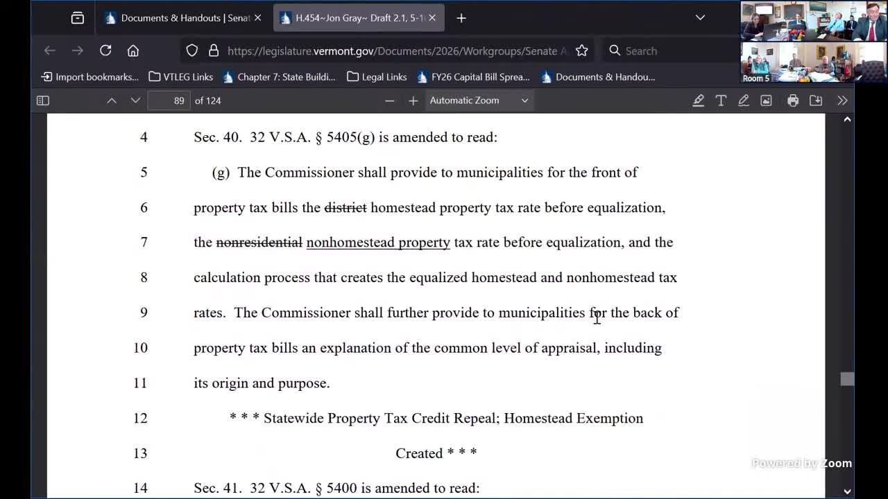 Senate finance language proposes homestead exemption to replace statewide property tax credit