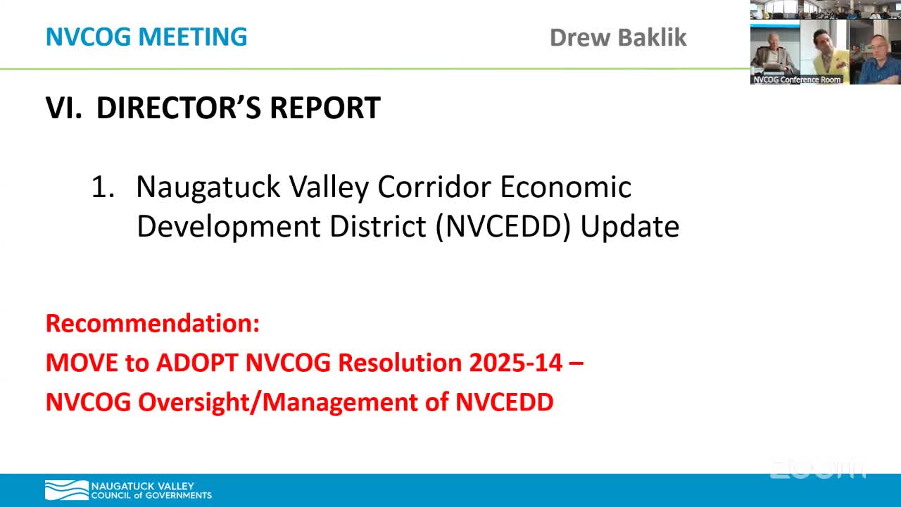 NVCOG to assume management of Naugatuck Valley Corridor Economic Development District; EDA planning grant invitation expected