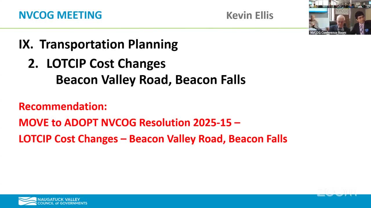 NVCOG approves LOTS program cost changes and three local projects in Beacon Falls and Waterbury