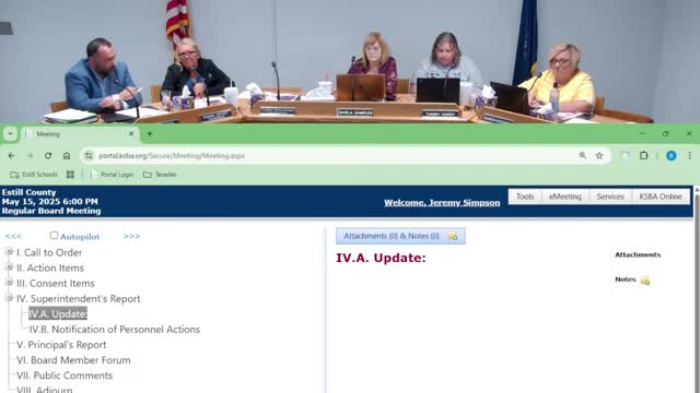 Estill County officials report improved test scores, plan reading‑program expansion and await state site funds