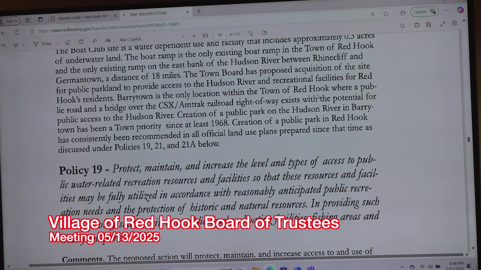 Red Hook Town Board seeks public park acquisition for Hudson River access