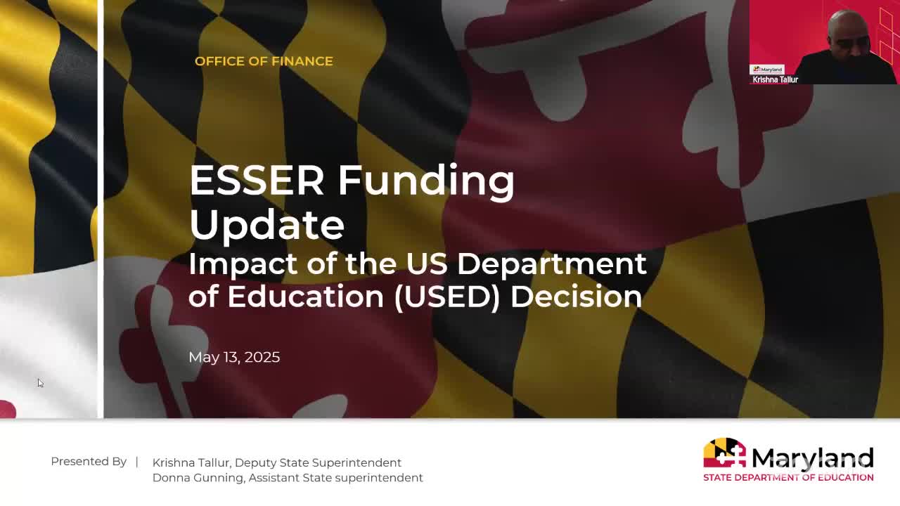 MSDE outlines ESSER late‑liquidation status after federal changes and temporary injunction