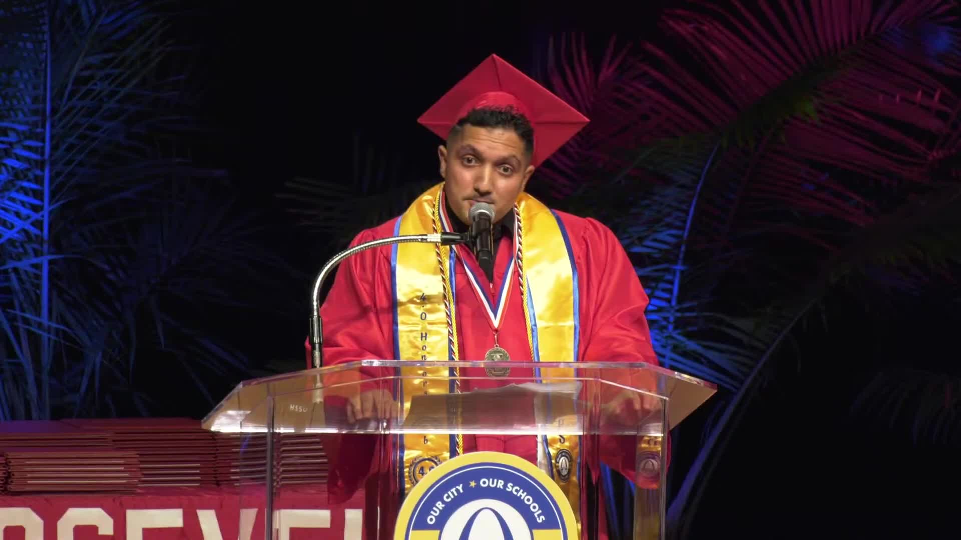 Valedictorian reflects on journey at Roosevelt High School's graduation ceremony