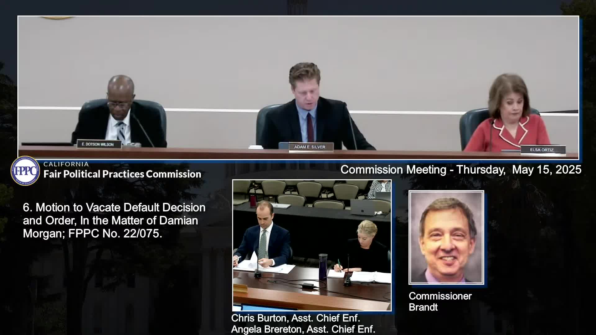 FPPC denies motion to vacate default in Damian Morgan enforcement case