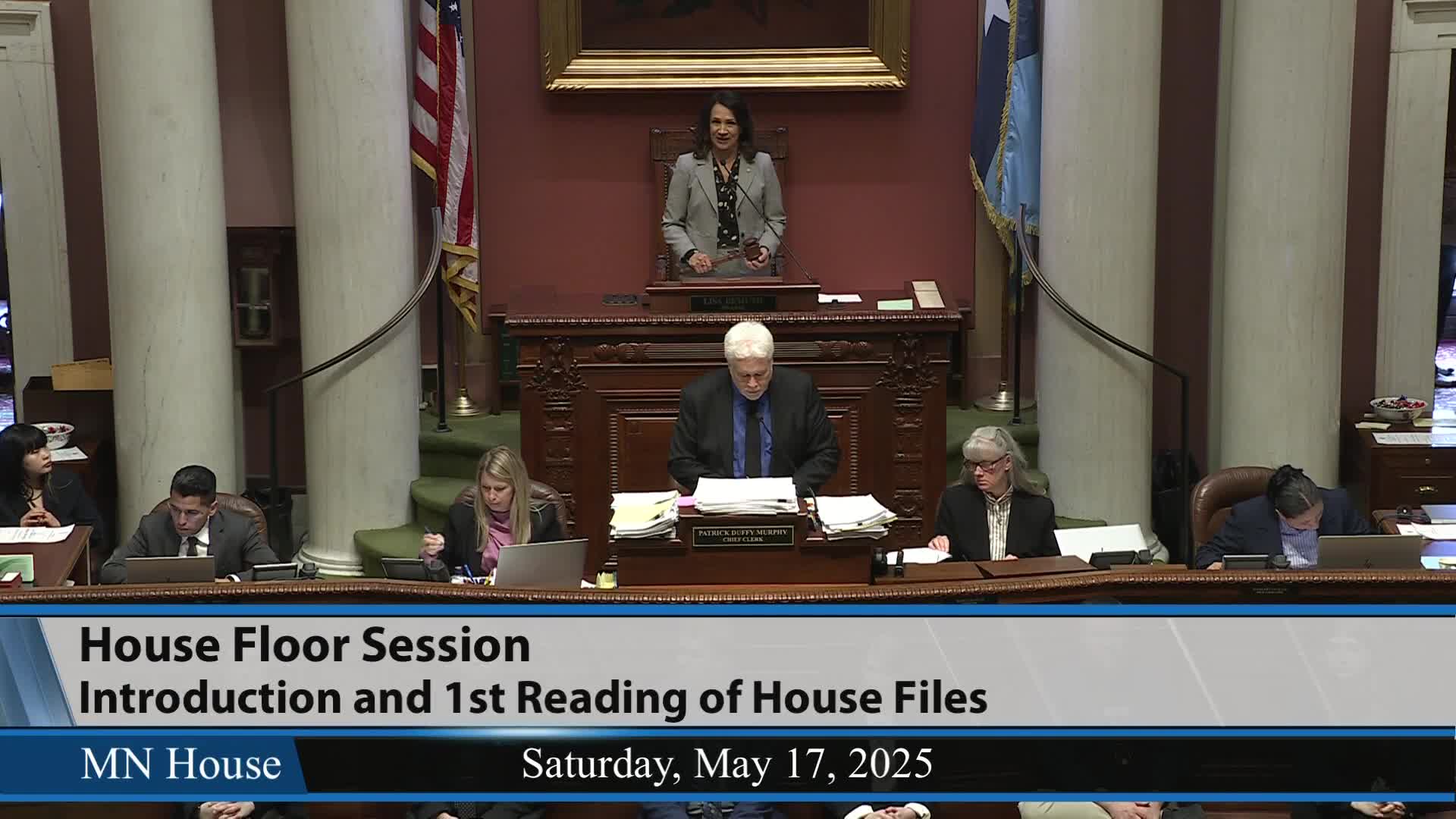 Minnesota House approves journal, gives first reading to six House files and recesses