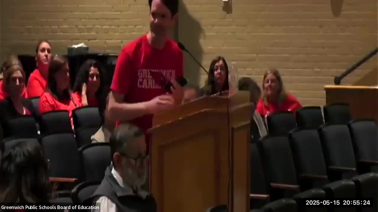 Greenwich media assistants protest job cuts during school board meeting