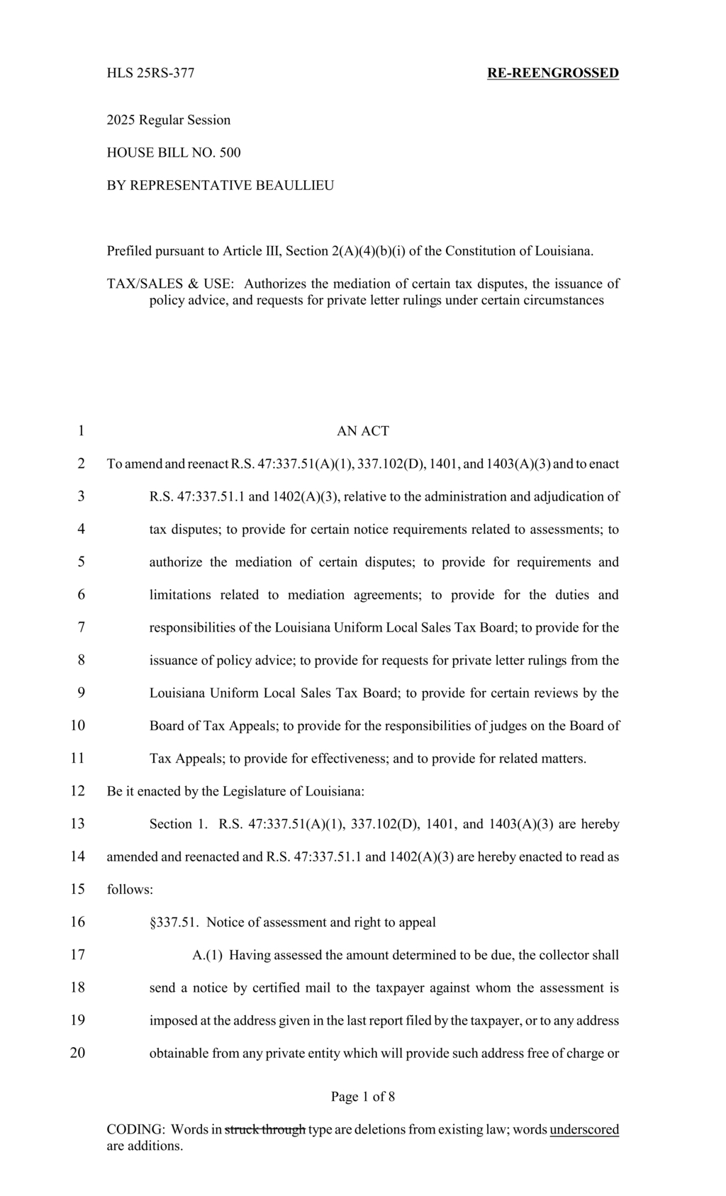 Louisiana establishes Board of Tax Appeals to resolve taxpayer disputes