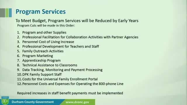 Durham County secures funding for early education amidst service cuts discussions