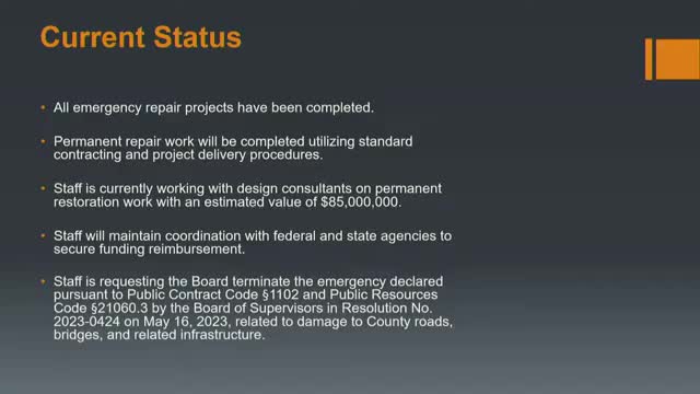 County officials terminate emergency contracting protocols after successful disaster response