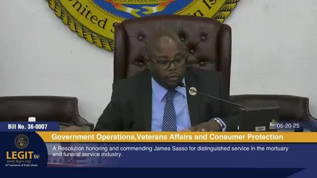 Senate honors James Sasso for compassionate funeral service contributions in St. Croix