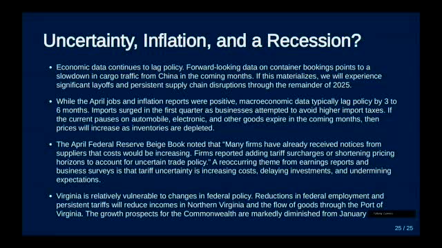 Economic expert warns of supply chain disruptions and Virginia job downturn