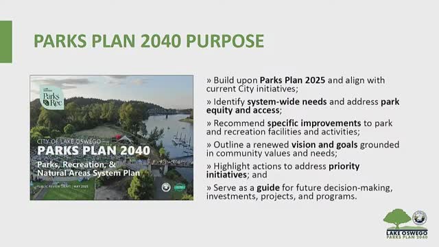 Lake Oswego unveils Parks Plan 2040 with comprehensive improvements and funding strategies