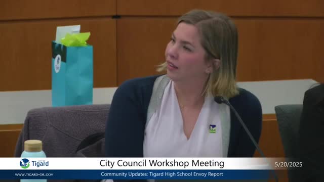 Council commends Tigard High student envoy; adopts Resolution 25‑14 unanimously