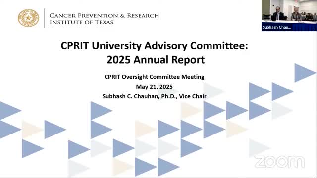 Dr. Chowyan presents innovative cancer research progress from UTRGV committee meeting