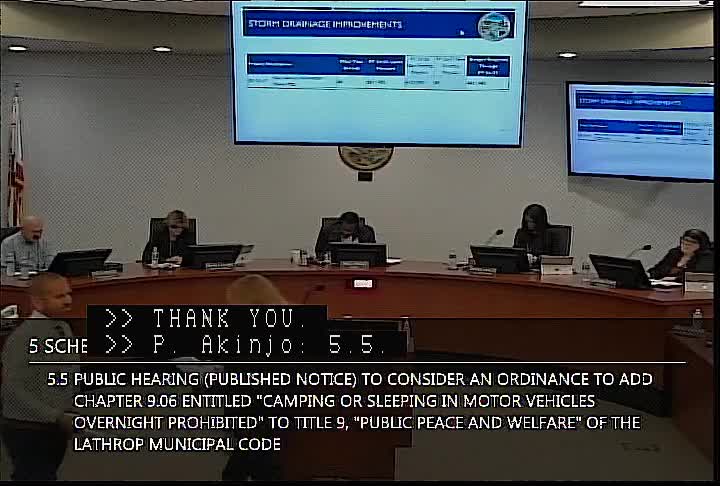 Lathrop City Council proposes ordinance to prohibit sleeping in vehicles and public defecation