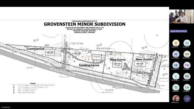 Commissioners approve Grovenstein Minor Subdivision despite community zoning concerns