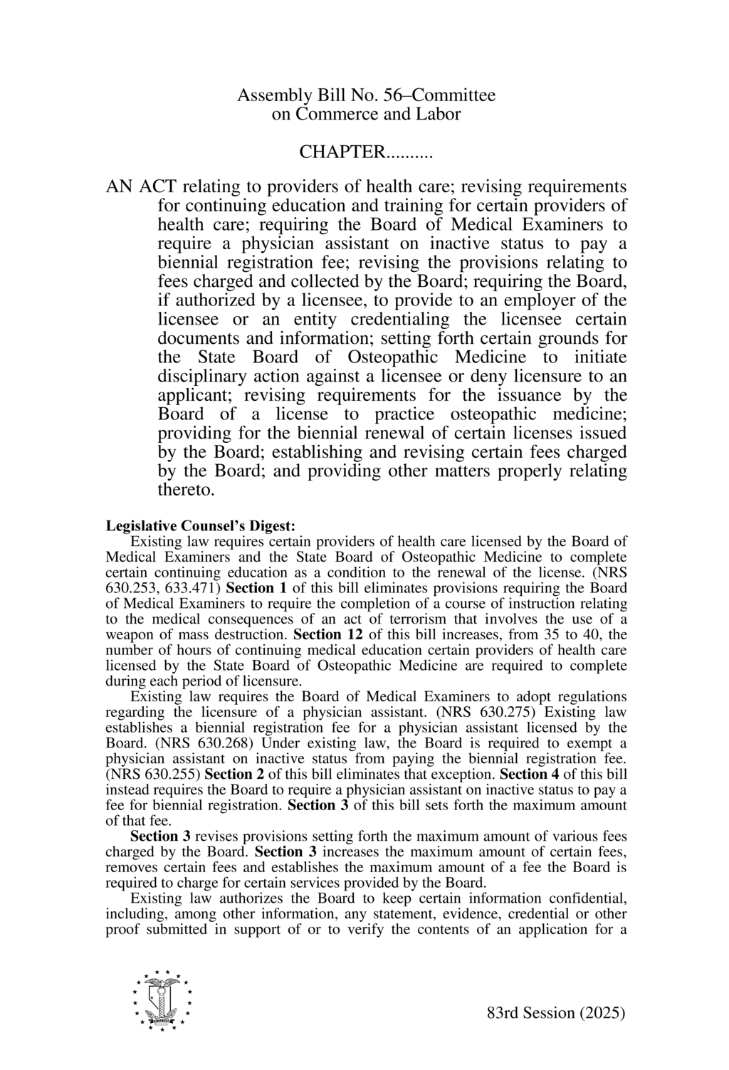 Nevada Board mandates new continuing education requirements for medical license renewal