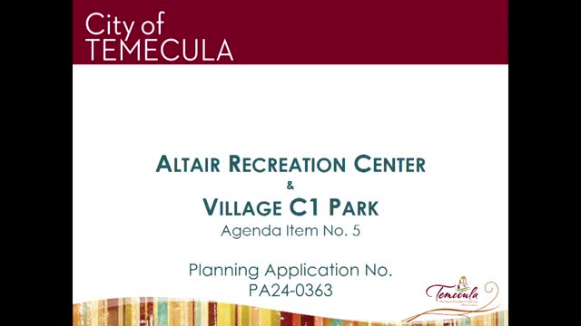Planning Commission approves Altair Recreation Center and Village C1 Park development plan