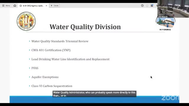DEQ reports high compliance on lead service‑line inventories, outlines PFAS testing and challenges on 401 jurisdiction