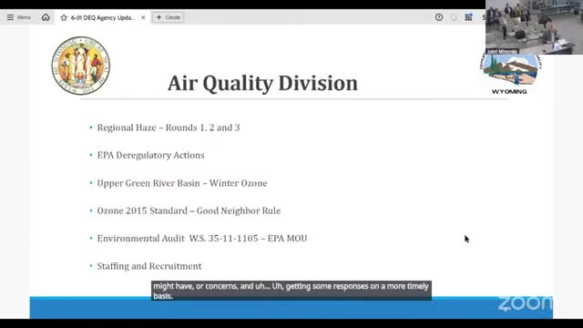 DEQ outlines regional‑haze, ozone and audit‑program work as air rules shift at federal level