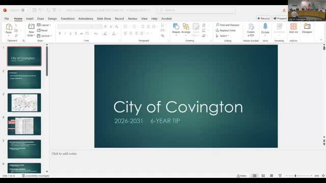 Covington reviews draft 2026–2031 Transportation Improvement Program; staff seeks funding guidance